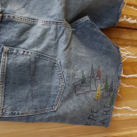 POLO RALPH LAUREN CUTT OFF BUTTON FLY VARSITY LOGO JEAN SHORTS SIZE 38 - Picture 5 of 8